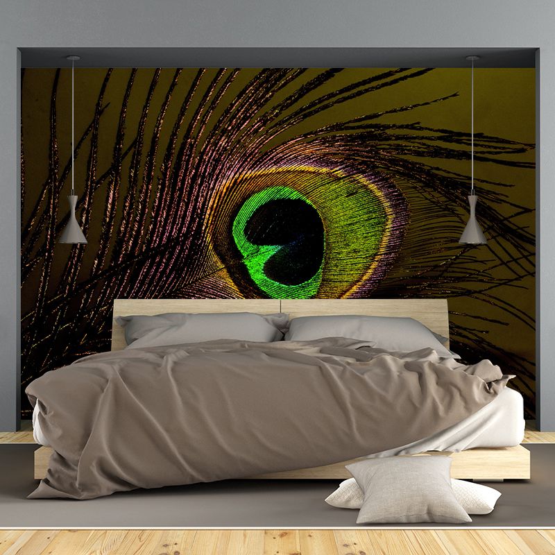 Peacock Feather Wall Mural Contemporary Home Decor Mildew Resistant for Home