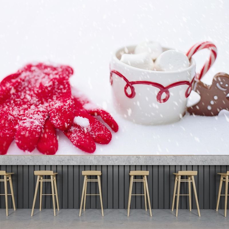 Modern Mural Dessert with Marshmallow Pattern Wall Covering Environment Friendly for Dessert Shop