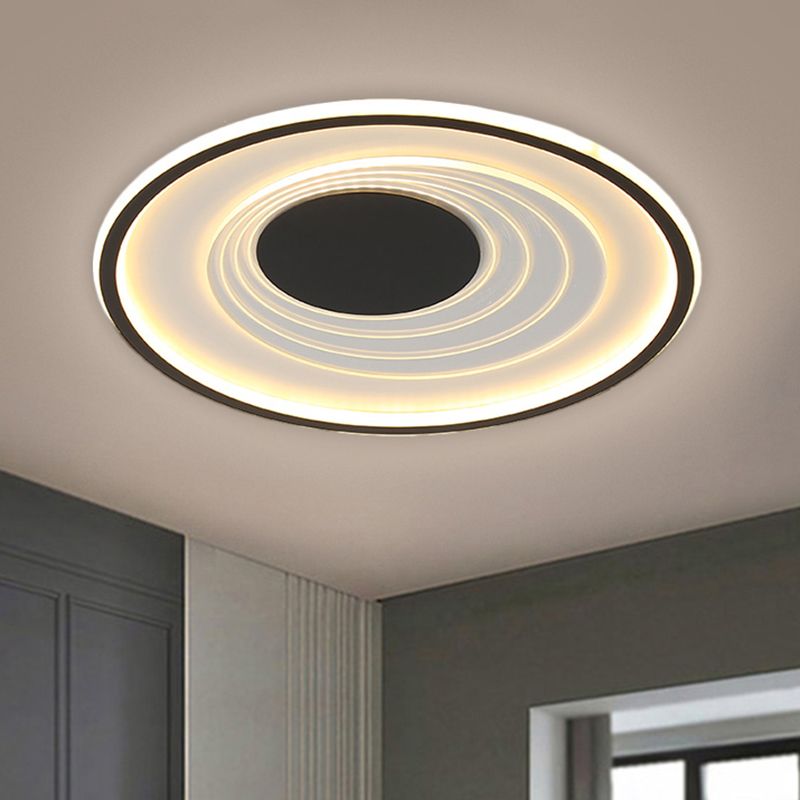 Planetary Orbit Flush Lamp Minimalism Metal Black/Gold LED Ceiling Fixture in Warm/White Light, 16"/19.5" Width