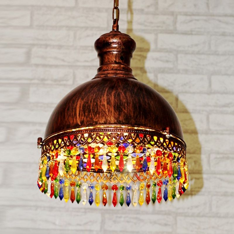 Art déco bol lustre éclairage 3 ampoules lampe suspendue au plafond en métal en laiton pour le salon