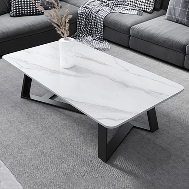 17"H Contemporary Coffee Table Single Slate Coffee Cocktail Table