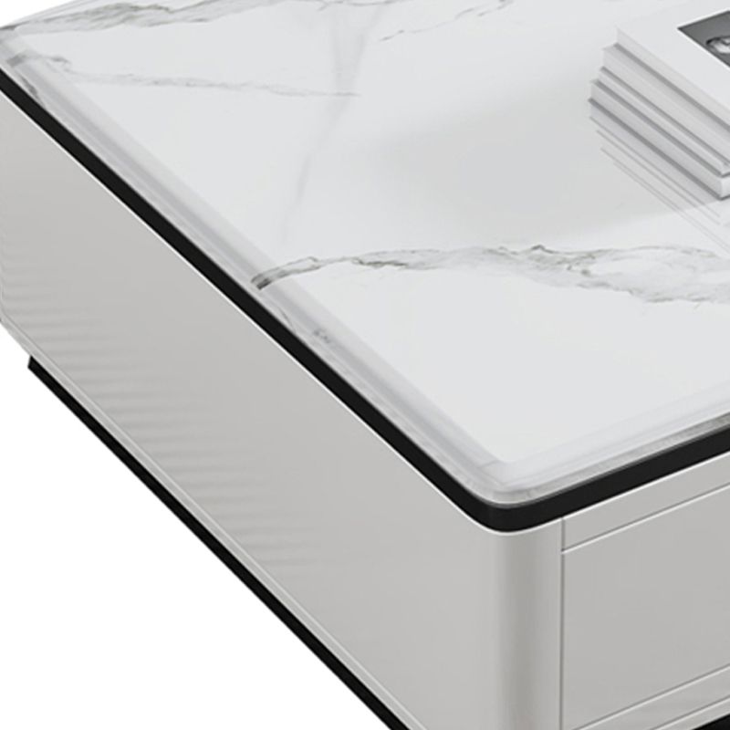 Stone Rectangular Coffee Table with Drawers 15.75" H 1 Single Cocktail Table