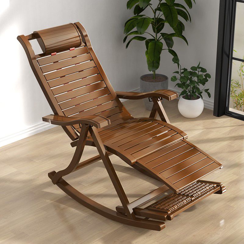 Solid Wood Rocking Chair Bamboo with Padded Seat Rocker Chair Ergonomic