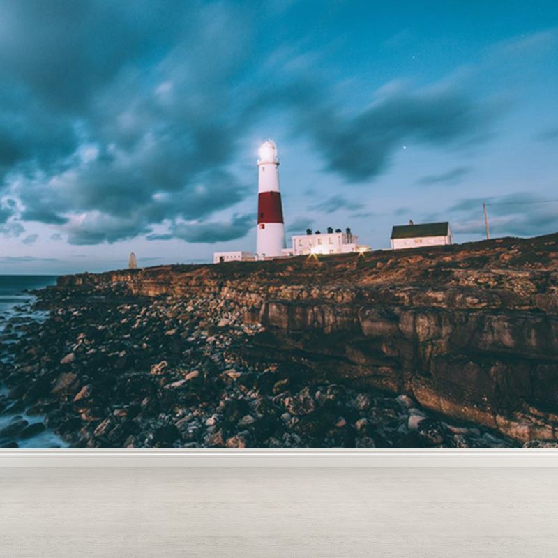 Stain-Proof Beacon in Morning Mural Decal Non-Woven Nautical Wall Decor for Boys Bedroom