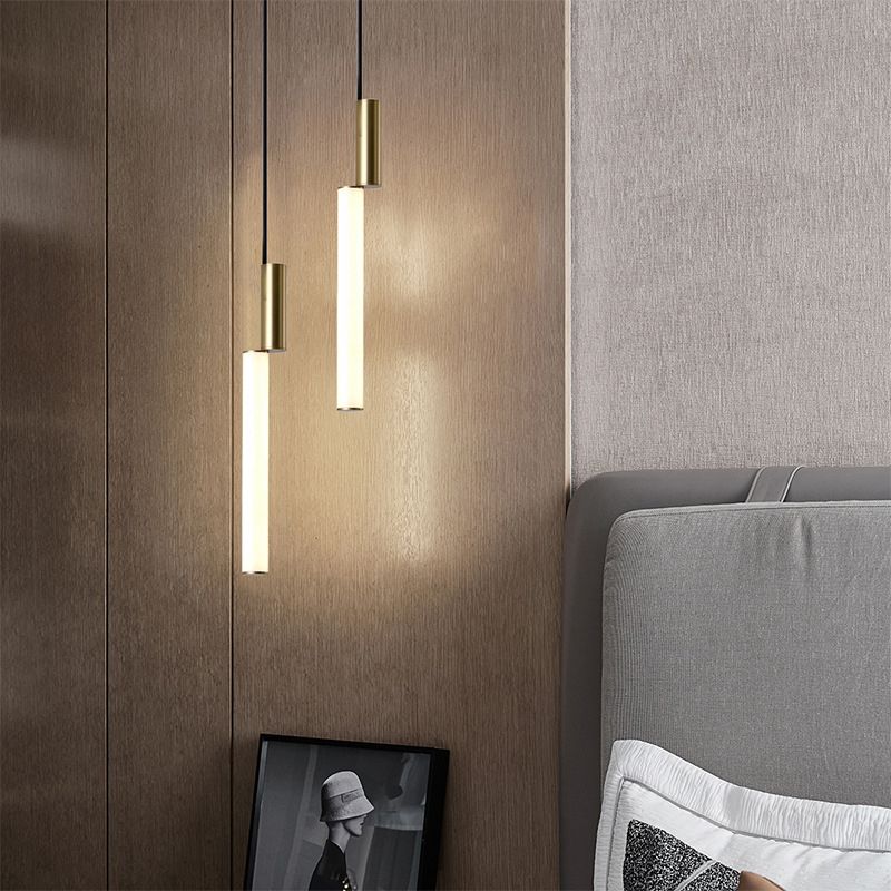 Cylindrical Hanging Ceiling Light Modern Acrylic LED Bedroom Suspended Lighting Fixture