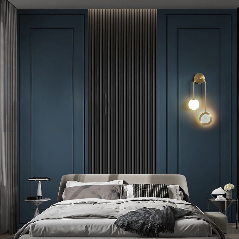 Lámparas de pared globales lámpara de montaje de pared de vidrio LED moderno de 1 luces para dormitorio