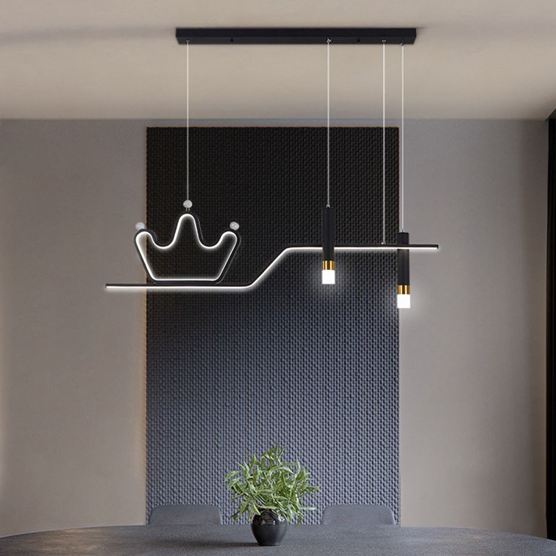 Modern 4-Light Black/Golden Ceiling Light Metal Kitchen Island Lighting for Dining Room