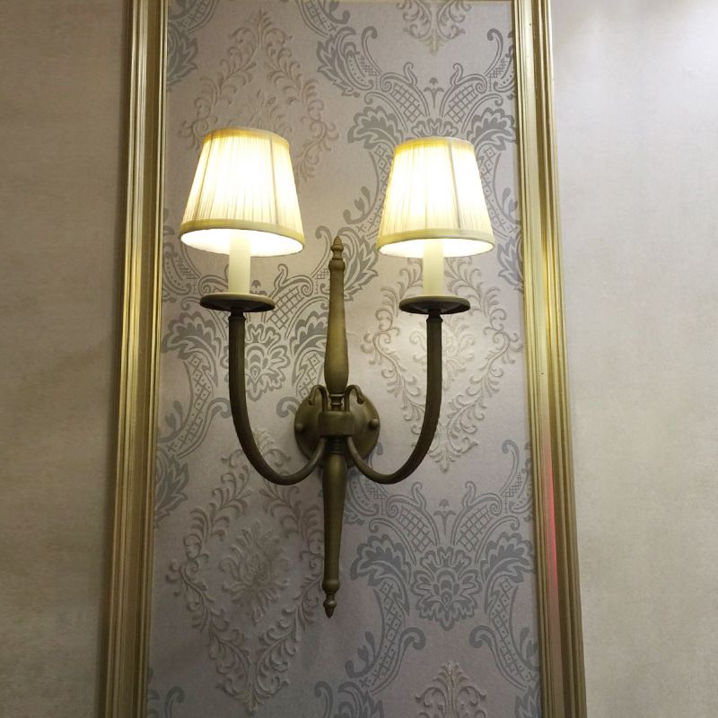 Lampada montata con parete conica bianca tessuto in stile vintage 2 luci lampada da scarico interno