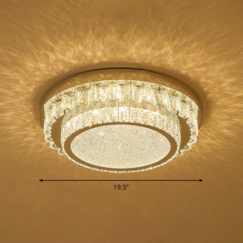 Clear Geometric Shaped Flush Light Simple Beveled Cut Crystal Led Surface Mount Ceiling Light