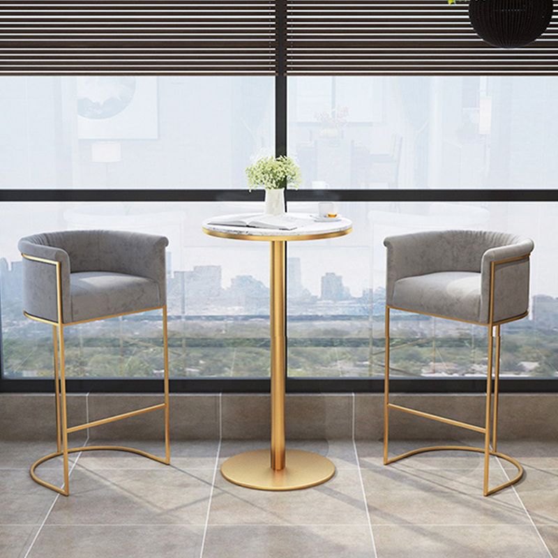 Scandinavian Bar and Counter Stool Low Back Stool with Pedestal Base in Gold