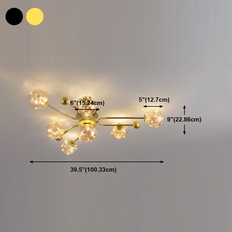 Modern Ball Semi Flush Ceiling Light Glass Living Room LED Ceiling Light