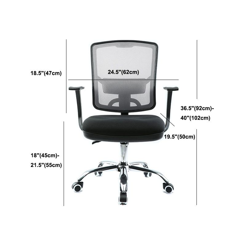 Contemporary Mesh Computer Chair Mid-Back Desk Chair with Wheels in Gray
