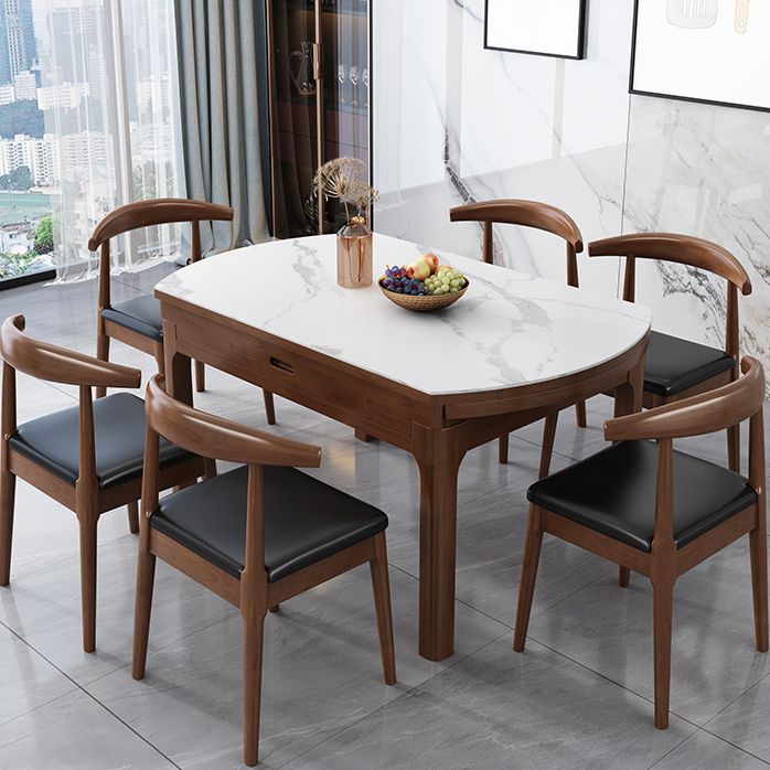 Minimalist ausziehbarer rund Form Table Standard Sintered Stone Esstisch für Küche