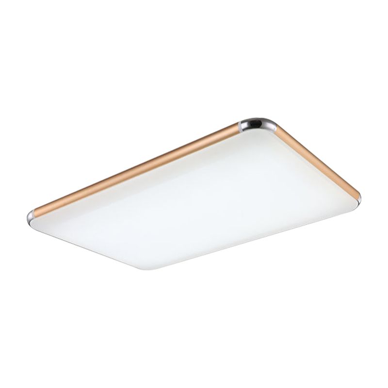 Ultra-Thin Square/Rectangular Flush Light Minimalist Gold LED Ceiling Flush Mount for Bedroom with Acrylic Diffuser, 12"/18"/20.5" Wide