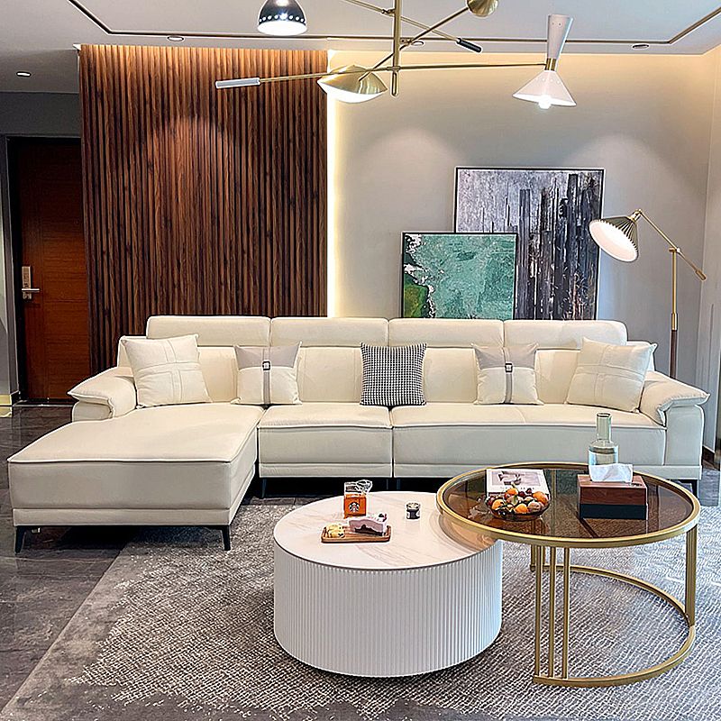 Stain-Resistant Faux Leather Pillow Top Arm Sofa/Sectional for Living Room