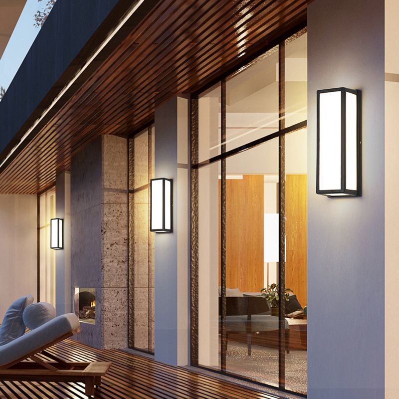 Moderner Stil rechteckiger Wandlampe Leuchte Metall 1 Lichtwandmontierte Beleuchtung in Schwarz