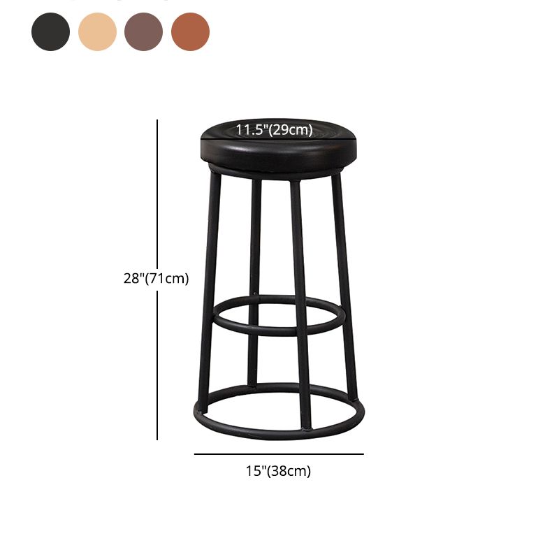 Modern Round Bar Stool Footrest Backless Counter and Bar Stool with Iron Legs