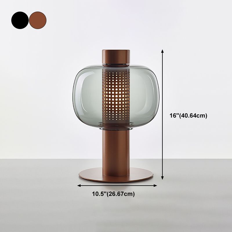 Drum Night Table Lamps Modern Style Glass 1 Light Table Lamp
