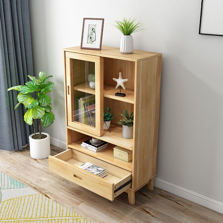 Modern Style Closed Back Bookshelf Standard Wooden Bookcase with Cabinets