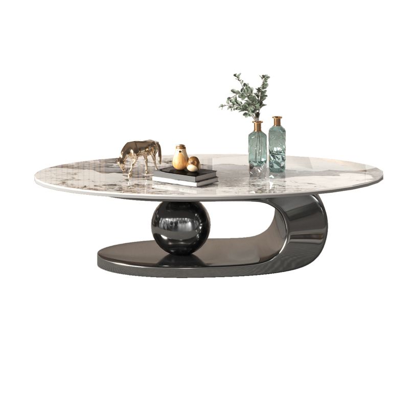 No Distressing Slate Coffee Table Pedestal Oval Single Coffee Table