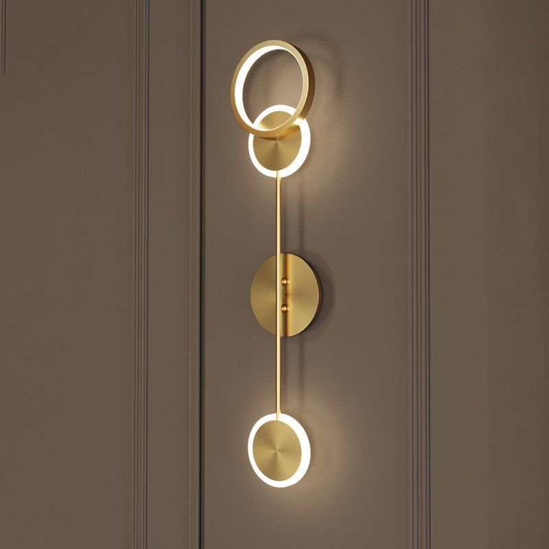 Nordic Style Brass Wall Light Circle Gold LED Wall Sconce for Living Room