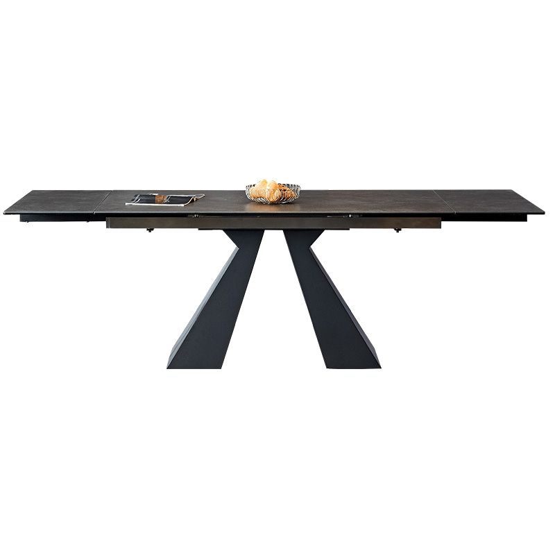 Moderne gesinterde steen uitbreidbare eettafel set rechthoekige huis eetgelegenheid set