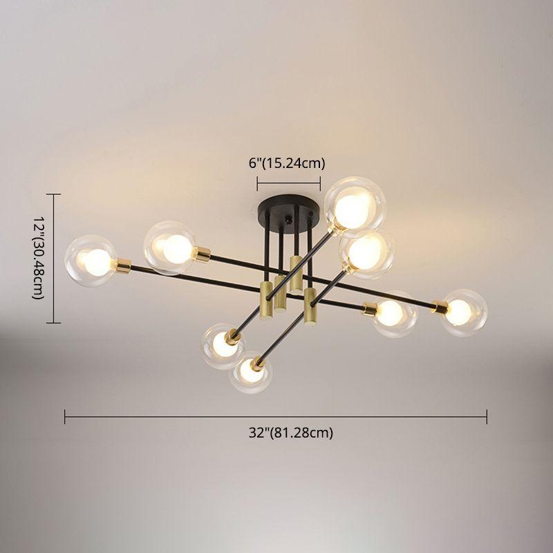 Global Living Room Semi Flush Mount Ceiling Light Glass Simple Ceiling Lighting in Black