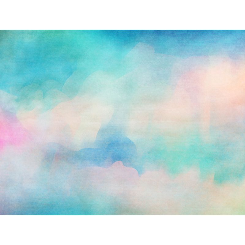 Artistic Rainbow Mural Wallpaper Light-Blue Watercolor Wall Decoration for Kids Bedroom