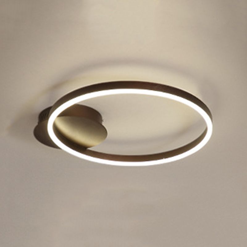 Metal Circular Semi Flush Light Simple Semi Flush Chandelier Lighting in Brown