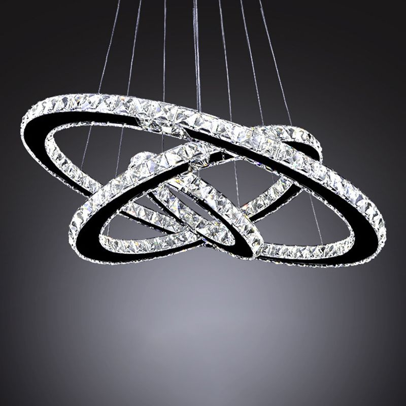 Contemporary Interlace Rings Chandelier Pendant Light Stainless Steel Hanging Light Fixtures for Bedroom