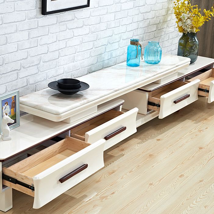 Contemporary TV Media Console Stone Stand Console with 4 Drawers