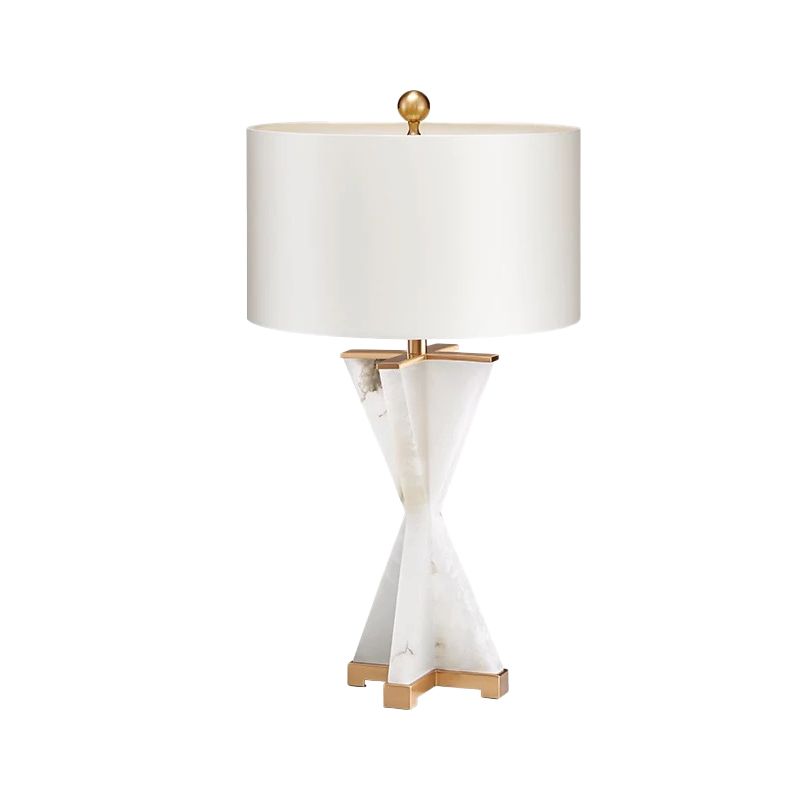 Cylinder Study Lamp Modernism Fabric 16"/16.5" Wide 1 Bulb White Reading Light for Bedside