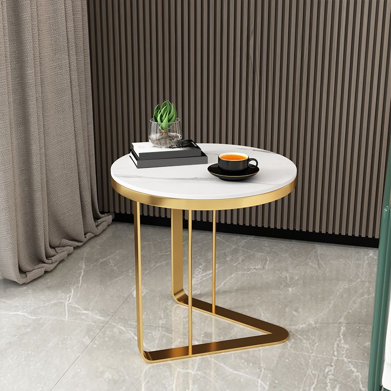 Mid-Century Round Slate Side Table Luxurious Pedestal End Table