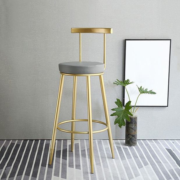 Glam Low Back Bar and Counter Stool Round Stool with 4 Gold Legs