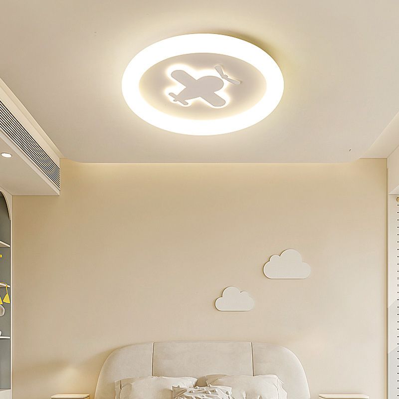 Single White Flush Mount Lighting Unique LED Ceiling Light for Living Room