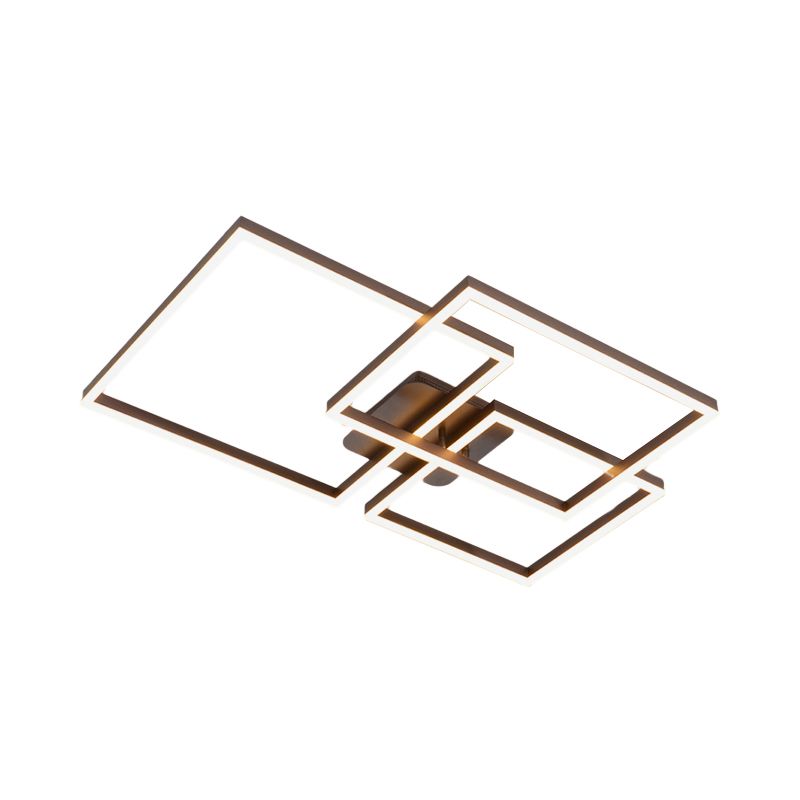 Modern Rectangular Acrylic Semi Flush Light LED 1/2/3 Lights Brown Ceiling Mounted Fixture in Warm/White/Natural Light, 16"/23"/29" Wide