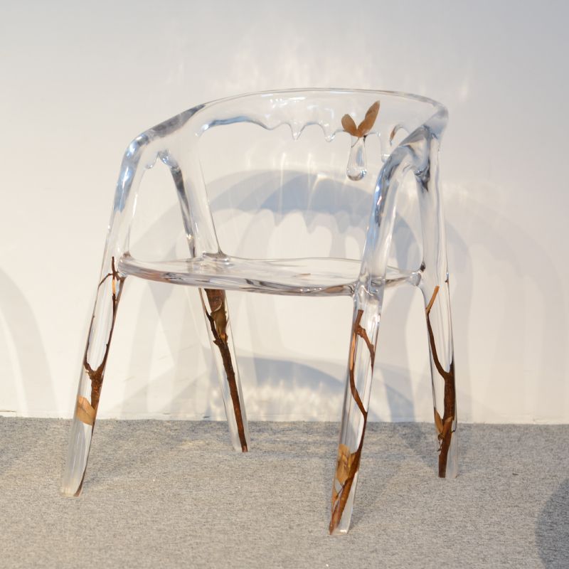Modern Simple Arm Chair Resin Frame Dining Arm Chair for Dining Room
