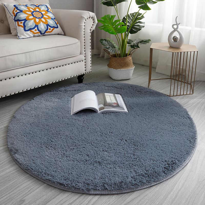 Simplicity Living Room Rug Multi Colored Solid Color Indoor Rug Cotton Blend Non-Slip Backing Easy Care Carpet