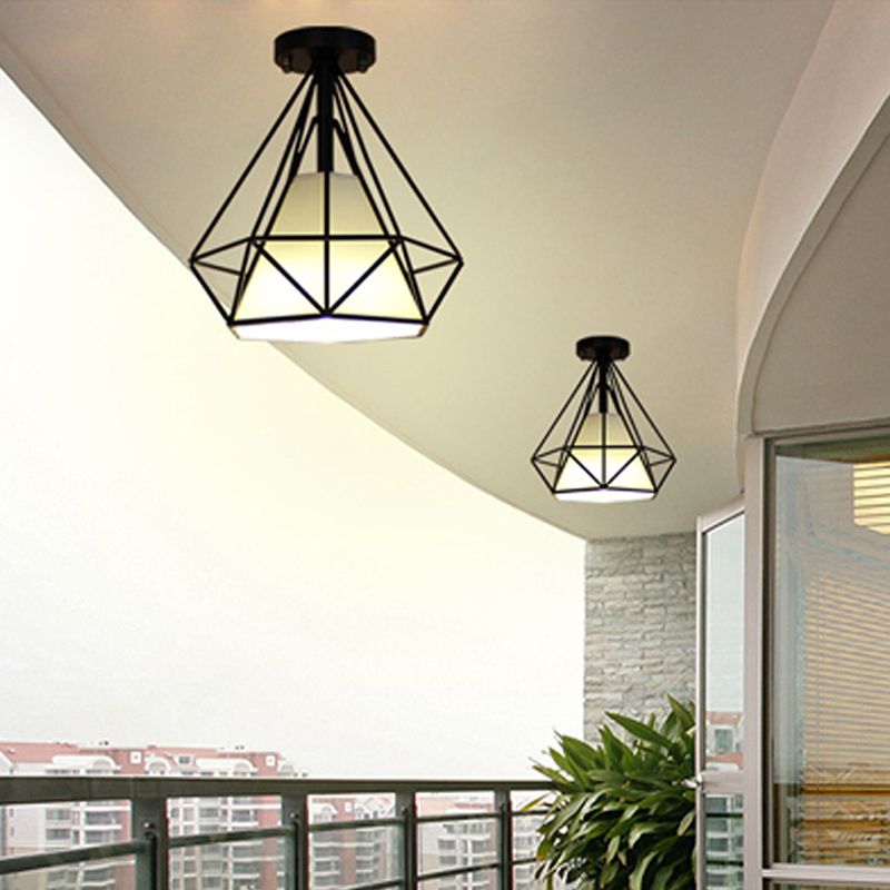 Contemporary Polished Finish Single Flush Mount Lighting Unique Iron Ceiling Light