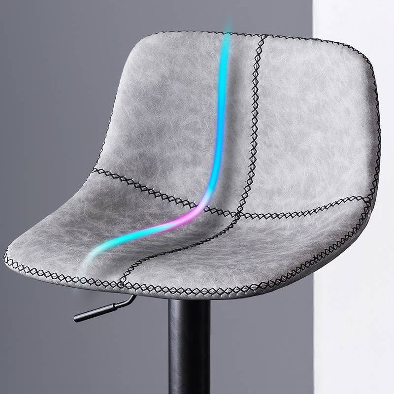 Modern Home Adjustable Height Barstool Matte Finish Leather Swivel Stool