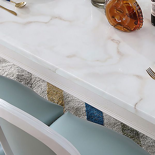 Rectangle Marble Table White Dining Table for Kitchen Dining Room