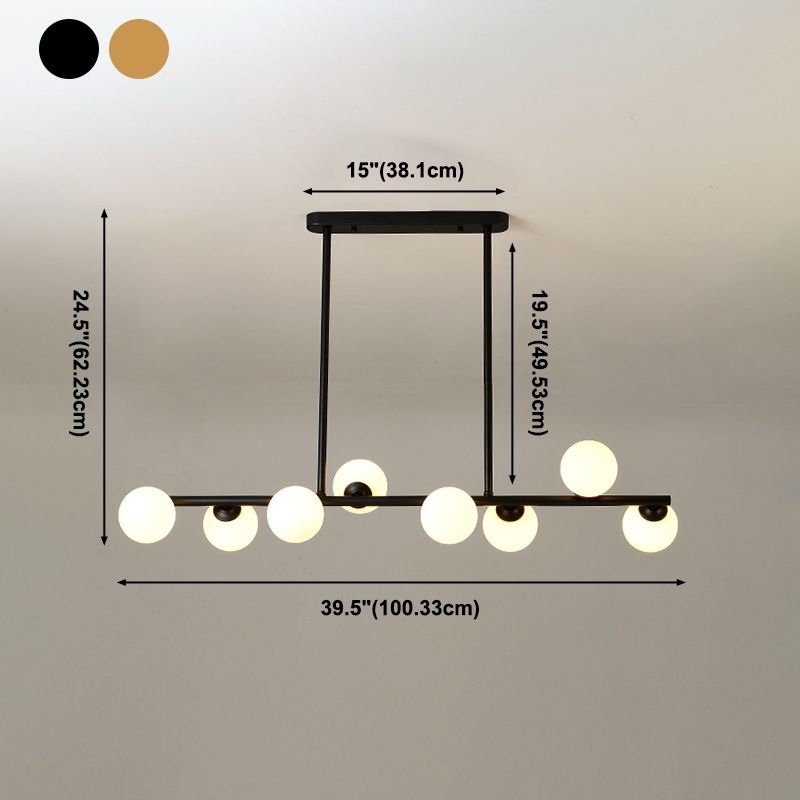 Modern Simple Dining Chandelier Light Round Glass Shade Pendant Light for Dining Room