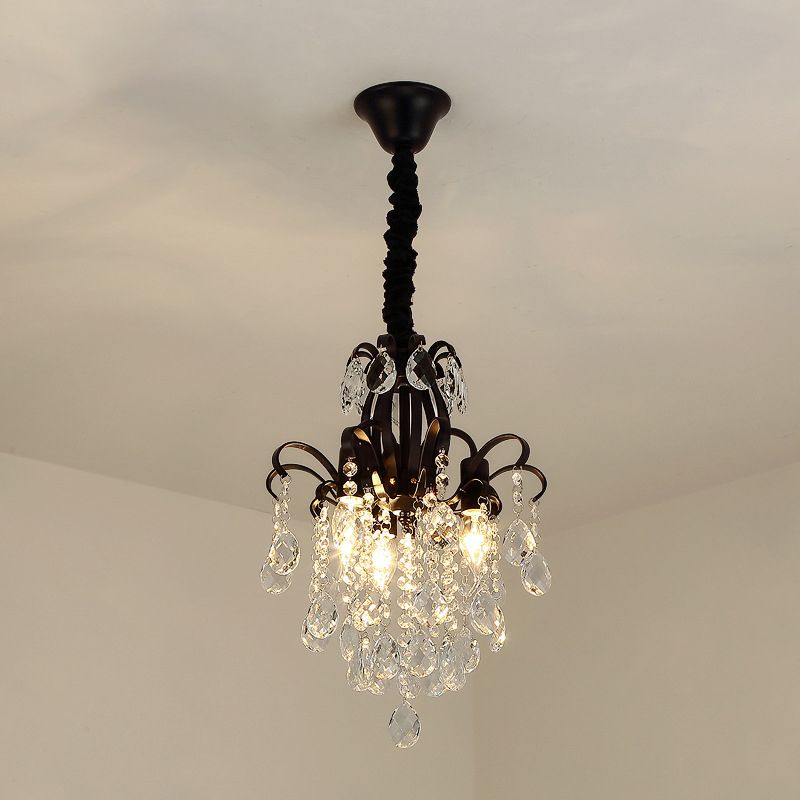 Candle Dining Room Down Chandelier Country Crystal Drape Pendant Lighting Fixture