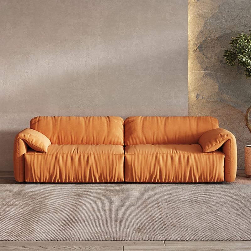 Contemporary Living Room Seating Pillow Top Arm Cushions Orange Sofa