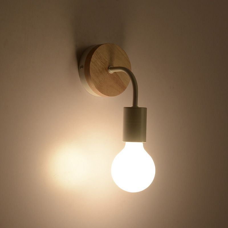 No-Bulb Sconce Light Fixture Contemporary Style Wood Bedroom Wall Mount Light Fixture