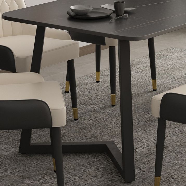 Mesa de comedor de piedra sinterizada Mesa de comedor moderna con pedestal doble