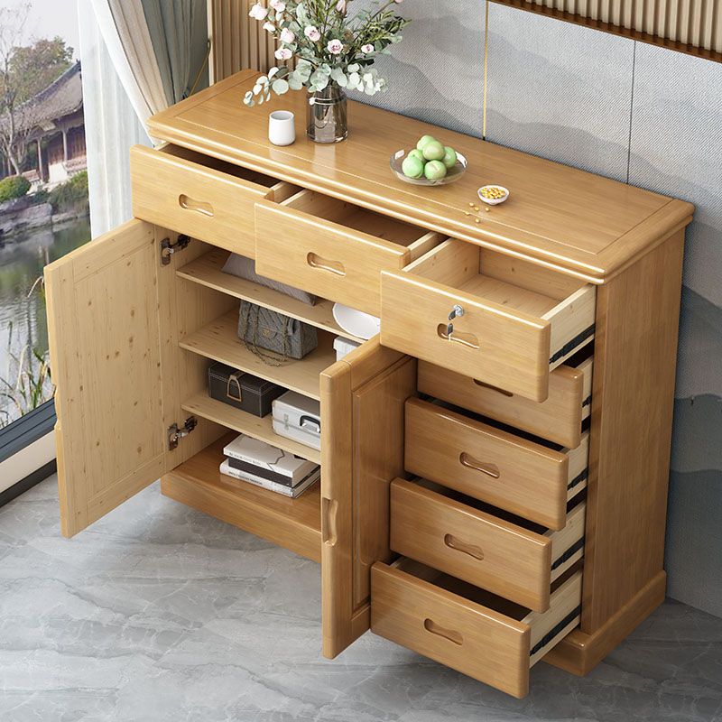 Solid Wood 1/2 - Door Accent Cabinet Mid Century 15.7" D Storage Cabinet with Drawers