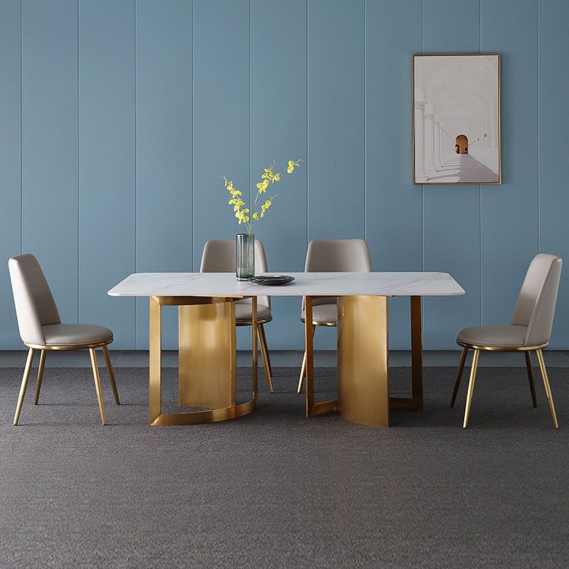 1/5/6/7 PCS Sillas de comedor Conjunto de mesa de comedor rectangular con base de pedestal doble