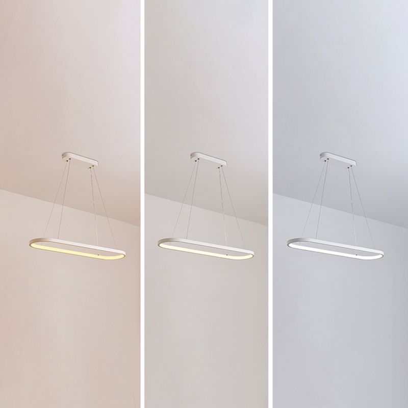 Contemporary Style Linear Shape Island Light Metal 1 Light Hanging Pendant Light in White