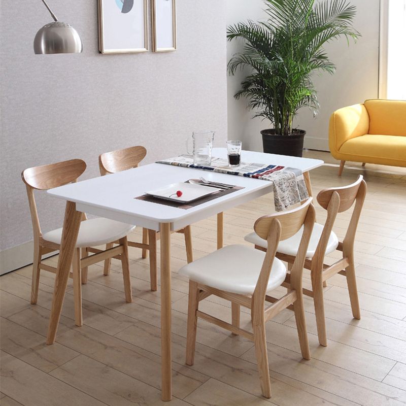 Rectangle 4 Legs Dining Table Modern Ash Wood Base Table for Kitchen